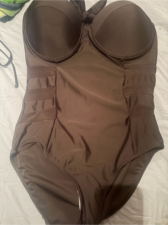 None Other - Classic Black One-Piece shape wear swim with Built-In Cups and sexy mesh sides